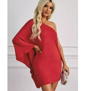 Red-Hot Cold Shoulder Mini Dress